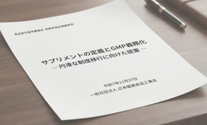 消費者庁部会で、サプリメントの定義とGMPに関する政策提言を実施